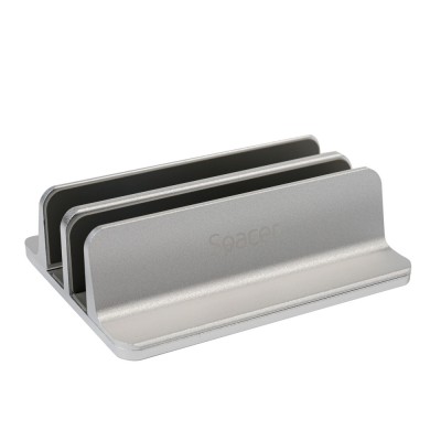 STAND SPACER vertical, notebook 14/17&amp;quot;, dublu, protectie impotriva zgarieturilor, latime ajustabila, argintiu, aluminiu sablat, &amp;quot;SPS-Vertical&amp;quot; foto