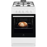 Aragaz Electrolux LKG504012W, Gaz, 4 arzatoare, Aprindere integrata plita si cuptor, Siguranta plita si cuptor, Autocuratare catalitica, Grill electri