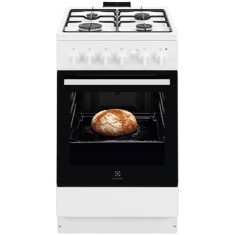 Aragaz Electrolux LKG504012W, Gaz, 4 arzatoare, Aprindere integrata plita si cuptor, Siguranta plita si cuptor, Autocuratare catalitica, Grill electri