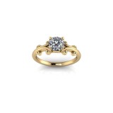 Inel de dama din aur galben 14K, piatra zirconiu - 56