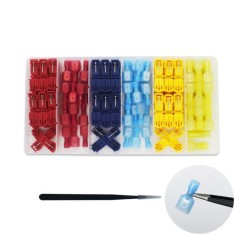 Set de 120 conectori tip T pentru cabluri electrice, plastic, multicolor foto