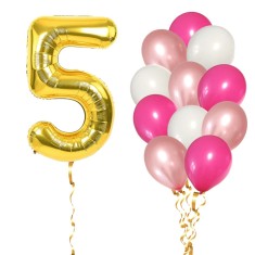 Set 13 Baloane Aniversare 5 Ani, fata, culoare roz/rose gold, Ropet foto