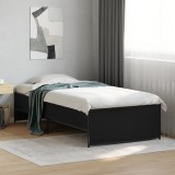 Cumpara ieftin Cadru de pat, negru, 90x200 cm, lemn prelucrat și metal