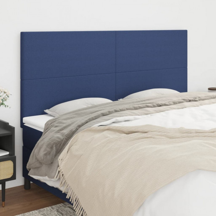 Tablii de pat, 4 buc, albastru, 90x5x78/88 cm, textil GartenMobel Dekor