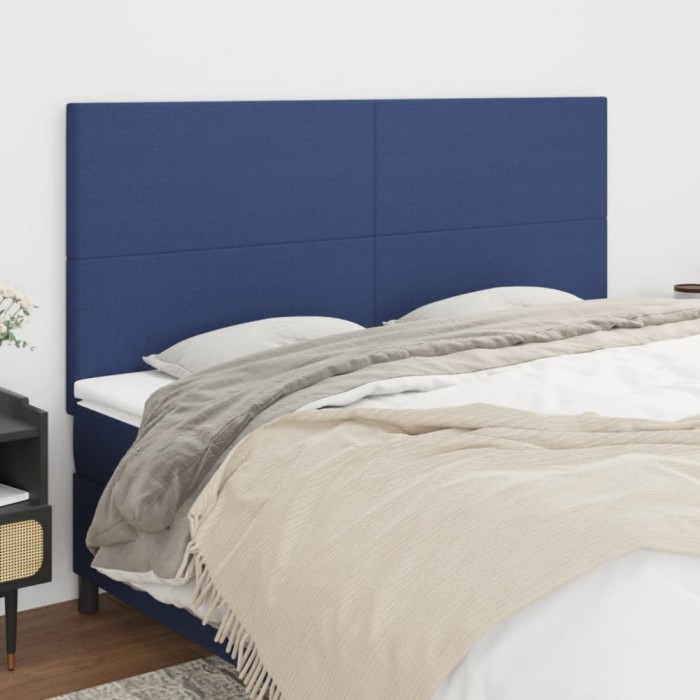 vidaXL Tăblii de pat, 4 buc, albastru, 90x5x78/88 cm, textil 3116072