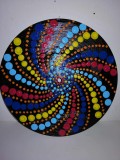 Mandala rotund rotunda tablou pictat manual acrylic pictura in puncte decor perete pe disc vinil uzat 20 cm