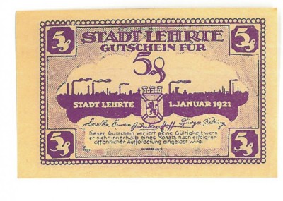 79 - Jeton GERMANIA - 5 Pfenning ( 6,6 / 4,4 cm ) - Very FINE - 1921 foto