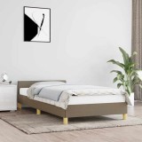 VidaXL Cadru de pat cu tăblie fără saltea, taupe, 90x190 cm, textil