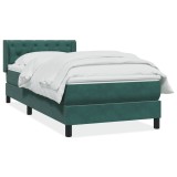Cumpara ieftin Pat box spring cu saltea, verde &icirc;nchis, 80x220 cm, catifea