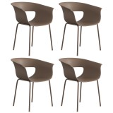 Outsunny Scaune de grădină Set 4 buc ergonomice pentru balcon cu design decupaj cotiere rezistente la intemperii Cafeniu | Aosom Romania