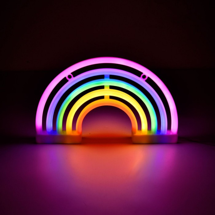 Lampă LED Neon, Model Curcubeu, USB, Multicolor, 30x18 cm