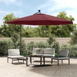 vidaXL Umbrelă &icirc;n consolă de grădină cu LED-uri, roșu bordo, 350 cm