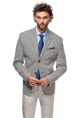 Sacou Barbati Gri Smart Casual cu Carouri S002 Col27 foto