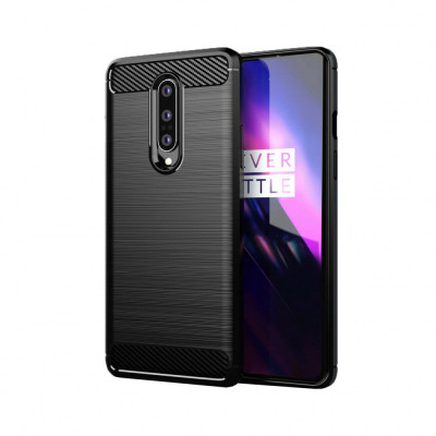 Husa Compatibila cu OnePlus 8 Techsuit Carbon Silicone Negru foto