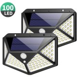 Set 2 x Lampa 100 LED cu panou solar si senzor de miscare, Oem