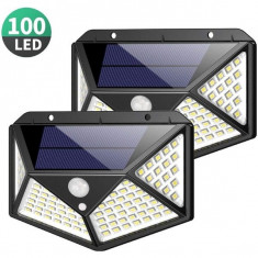 Set 2 x Lampa 100 LED cu panou solar si senzor de miscare