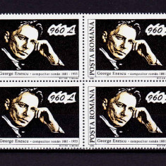 RO 1995 LP 1376 "40 de ani m. George Enescu" , bloc de 4 marci , MNH