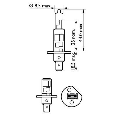 Bec Far H1 55W 12V X-Treme Vision Pro150 (Blister) Philips 95250 12258XVPB1 foto