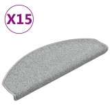 Cumpara ieftin Covorase pentru scari, 15 buc., 65x24x4 cm, gri deschis, semirotunde, mari