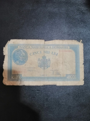 Bancnota CINCI MII LEI - 5.000 Lei - 21 August 1945 - uzata foto