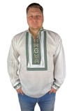 Bluza tip ie barbati RB24 alb/verde , marimea 2XL, Bumbac, La baza gatului