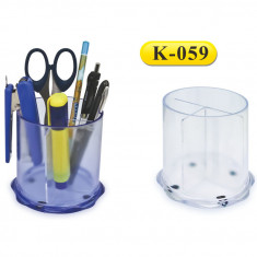 Suport Plastic Pentru Instrumente De Scris, Cilindric, 97 X 104mm, Kejea - Transparent Mat
