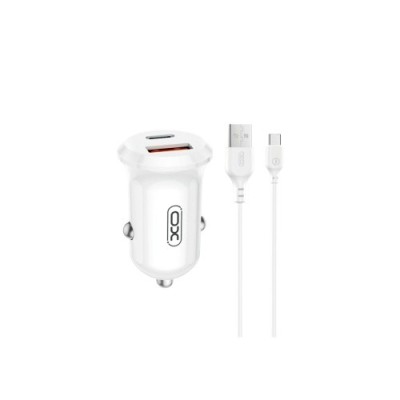 Incarcator auto mini USB 30W USB Type-C USB-A cu cablu 1m Type-C Cod: XO-CC69-NB103 Automotive TrustedCars foto