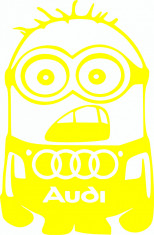 Sticker auto &amp;quot;Audi minion&amp;#039;&amp;#039;, 20x14cm, galben foto