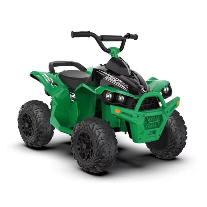 Atv electric pentru copii 2 - 35w 2 trepte de viteza cla-on muzica lumini fata roti spuma eva 3-8 ani verde