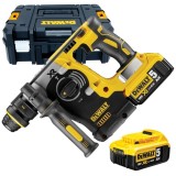DeWalt DCH273P2T - Rotopercutor SDS-Plus cu 2 acumulatori Li-Ion 18 V 5 Ah 2.1 J motor fara perii led iluminare turatie reglabila valiza speciala
