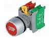 Intrerupator ac&amp;#355;ionat prin apasare, 22mm, seria PBF22, IP65, AUSPICIOUS - PBF22-1O/C R STOP