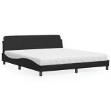 VidaXL Pat cu saltea, Dover, negru, 180x200 cm, piele ecologică 3208457