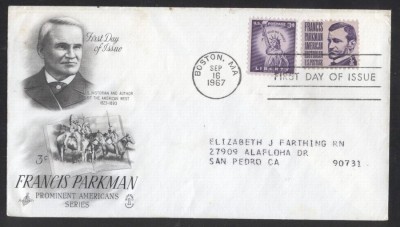 United States 1967 Definitives Francis Parkman Statue of Liberty FDC K.656 foto