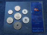 Lot 25,50 Ore + 1 Krone, 2, 5, 10, 20 Kroner 2009, 2007 Danemarca / set 7 m unc, Europa