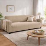 Husă Elastică pentru Canapea, 4 Locuri, 220-270 cm, Bej, CMCLASS