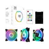 Cumpara ieftin Set 3 Ventilatoare 1stPlayer COMBO M1 RGB, Controller si Telecomanda, Negru