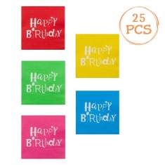 șervețele Masă Petrecere, Multicolor, Happy Birthday, 33x33cm, Set 25 Bucăți, 2 Straturi