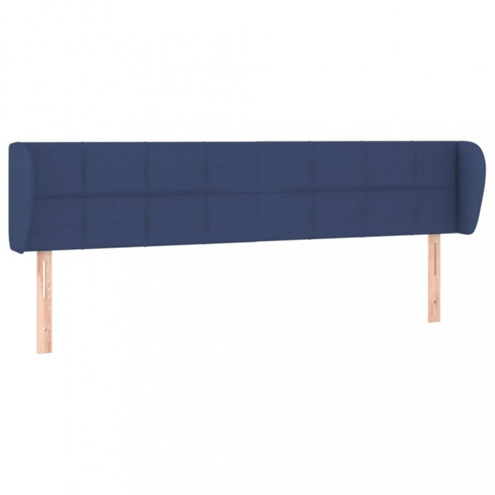 Tablie de pat cu aripioare, albastru, 163x23x78/88 cm textil