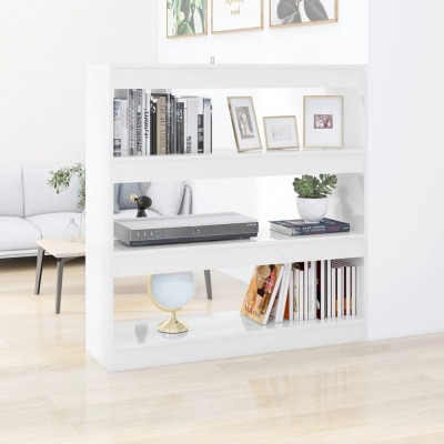 Bibliotecă/Separator cameră, alb extra lucios, 100x30x103 cm foto