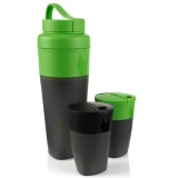 Set Bidoane Pliabile Light My Fire Pack-up-Drink Kit (2 Cupe 260ml + Sticla 700ml), Verde/Negru, Outdoor, Camping, Drumetii
