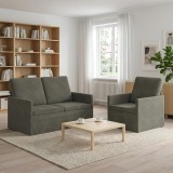 Cumpara ieftin Set de canapea 2 pcs Gri deschis Tesatura din corduroy