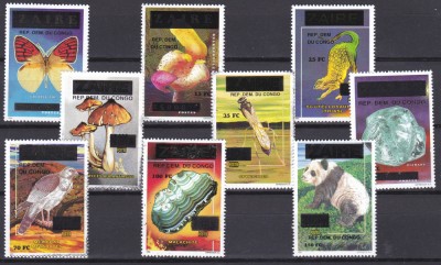 DB1 Fauna Flora Supratipare 2000 Congo 9 v. MNH foto