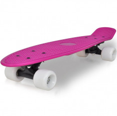 Skateboard retro cu placa lila ?i ro?i albe foto