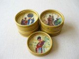 Discuri rondele protectie, bambus, pictate, vintage