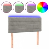 Cumpara ieftin Tablie de pat cu LED, gri deschis, 90x5x78/88 cm, catifea