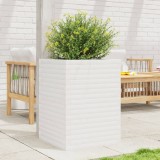 Cumpara ieftin Jardinieră de grădină, alb, 50x50x68,5 cm, lemn masiv de pin