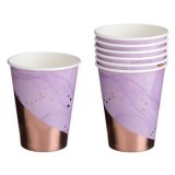 Set Pahare de Petrecere Lila Marmură cu Folie Aurie 360ml, CMCLASS