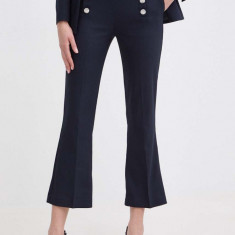 Morgan pantaloni PTACA.F femei, culoarea albastru marin, drept, high waist, PTACA.F