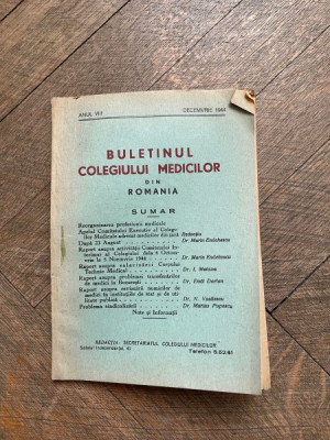 Buletinul Colegiului Medicilor din Romania Anul VIII Decembrie 1944 foto