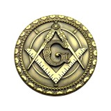 Cumpara ieftin Pin masonic rotund auriu echer si compas cu litera G - PIN093, Fashion Manufacturer